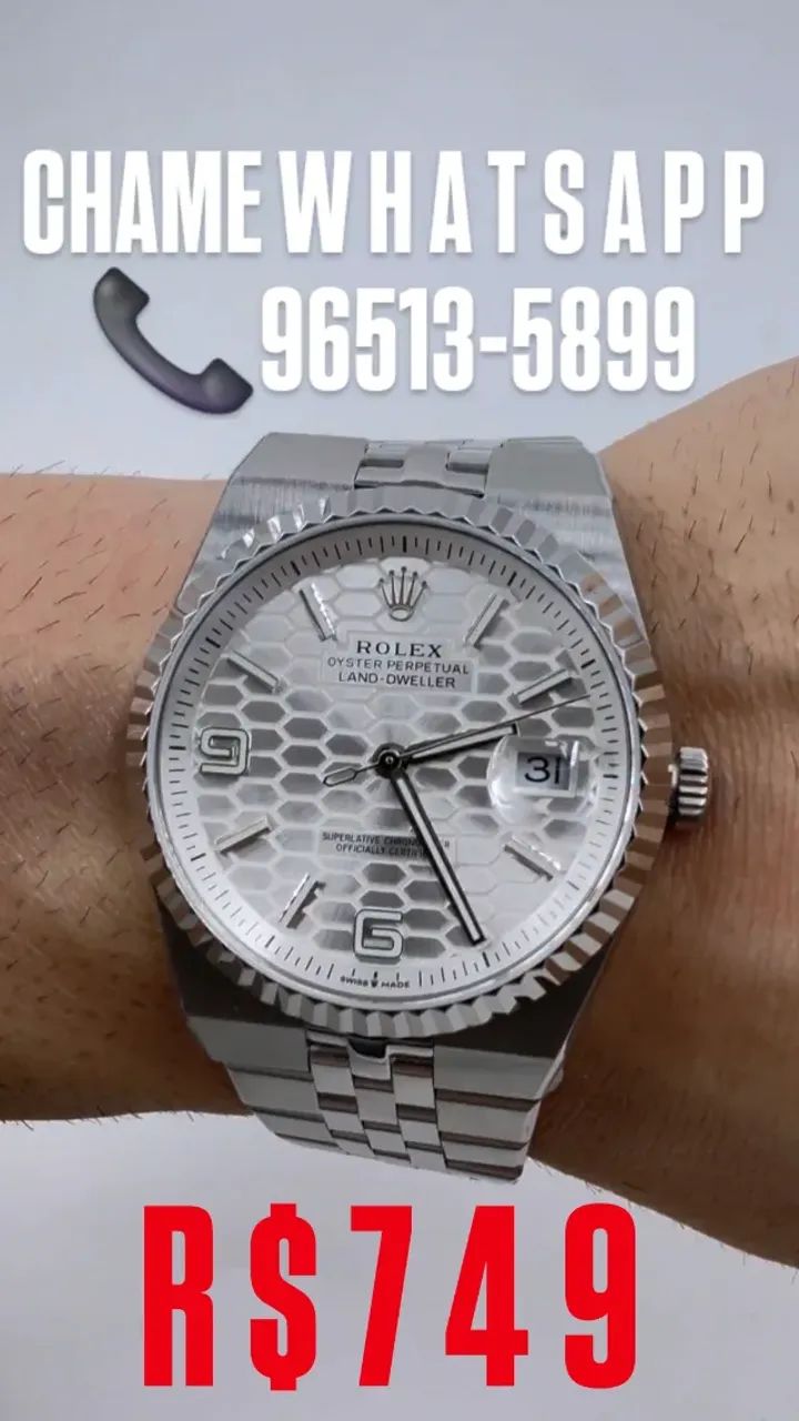 Relógio ROLEX LAND DWELLER AUTOMÁTICO MOSTRADOR BRANCO - MODELO 2025 - Foto 3