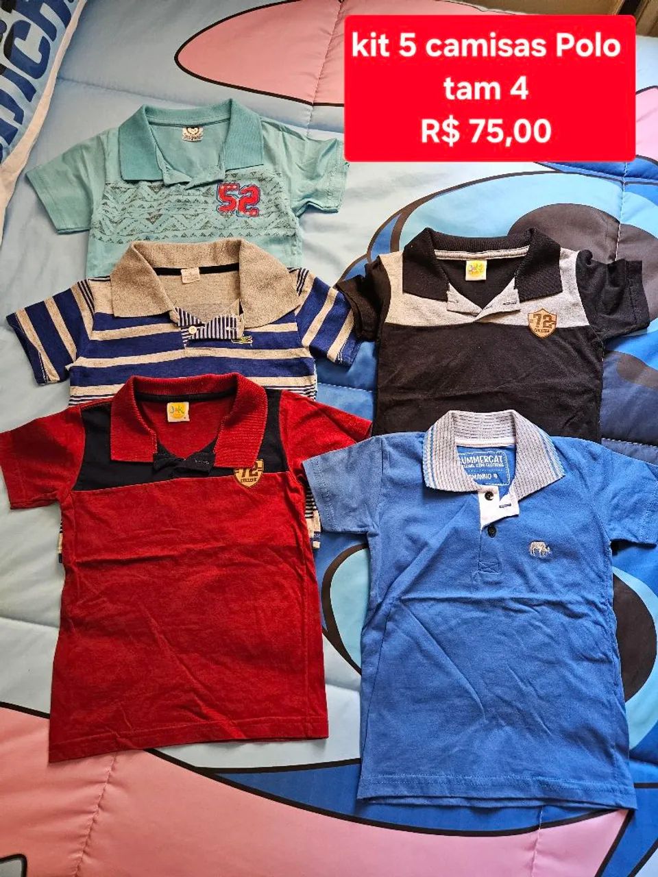 Kit 5 camisas polo tam 4