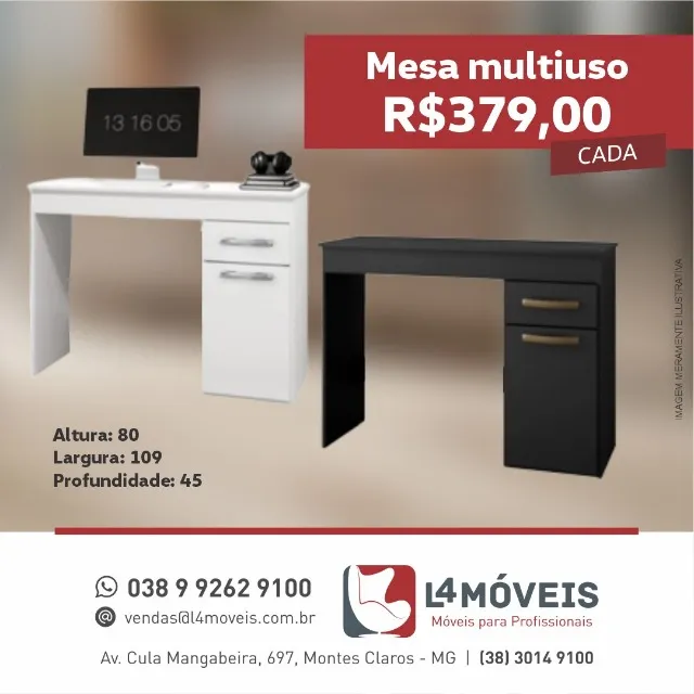 Mesa de manicure, cadeira manicure, expositor de esmaltes, apoio para os pés, escrivaninha