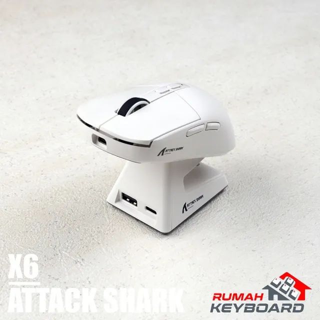 Mouse Sem Fio Attack Shark X6 Branco Com Dock Rgb Sensor Paw3395