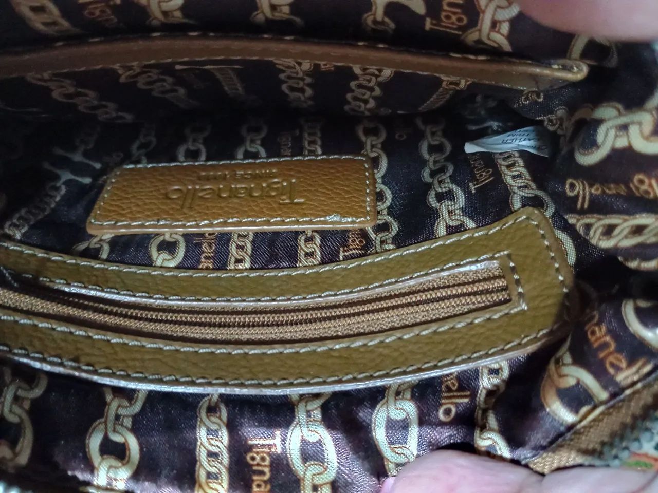 Bolsa Couro legítimo original Tignanello Caramelo/bege - Foto 3