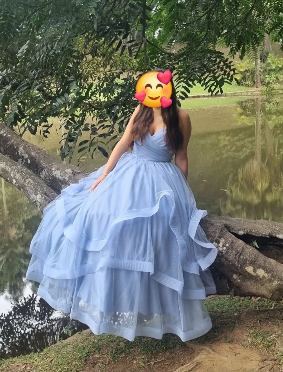 vestido debutante azul