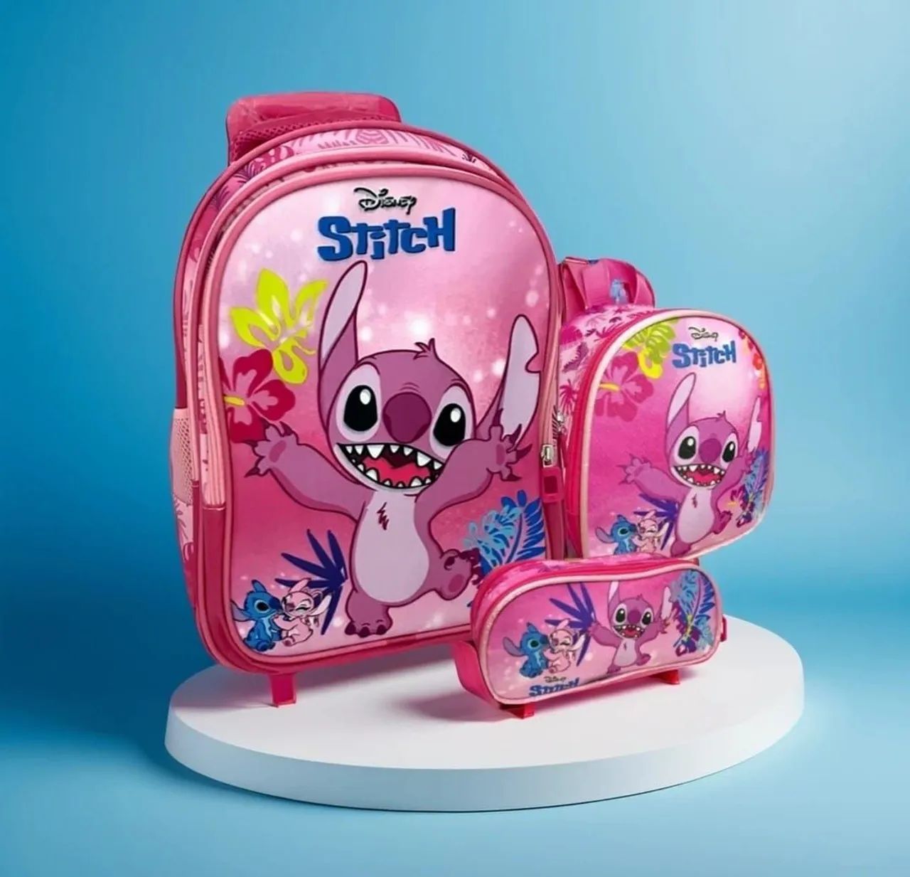 Kit Mochila, Lancheira e Estojo Stitch Disney Bolsas, malas e