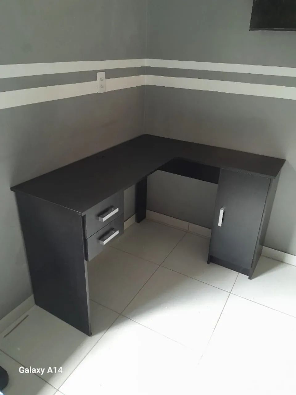 Mesa na cor preta em L  - Foto 3