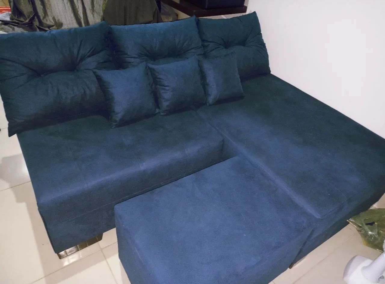 Sofá azul, três lugares - Foto 2