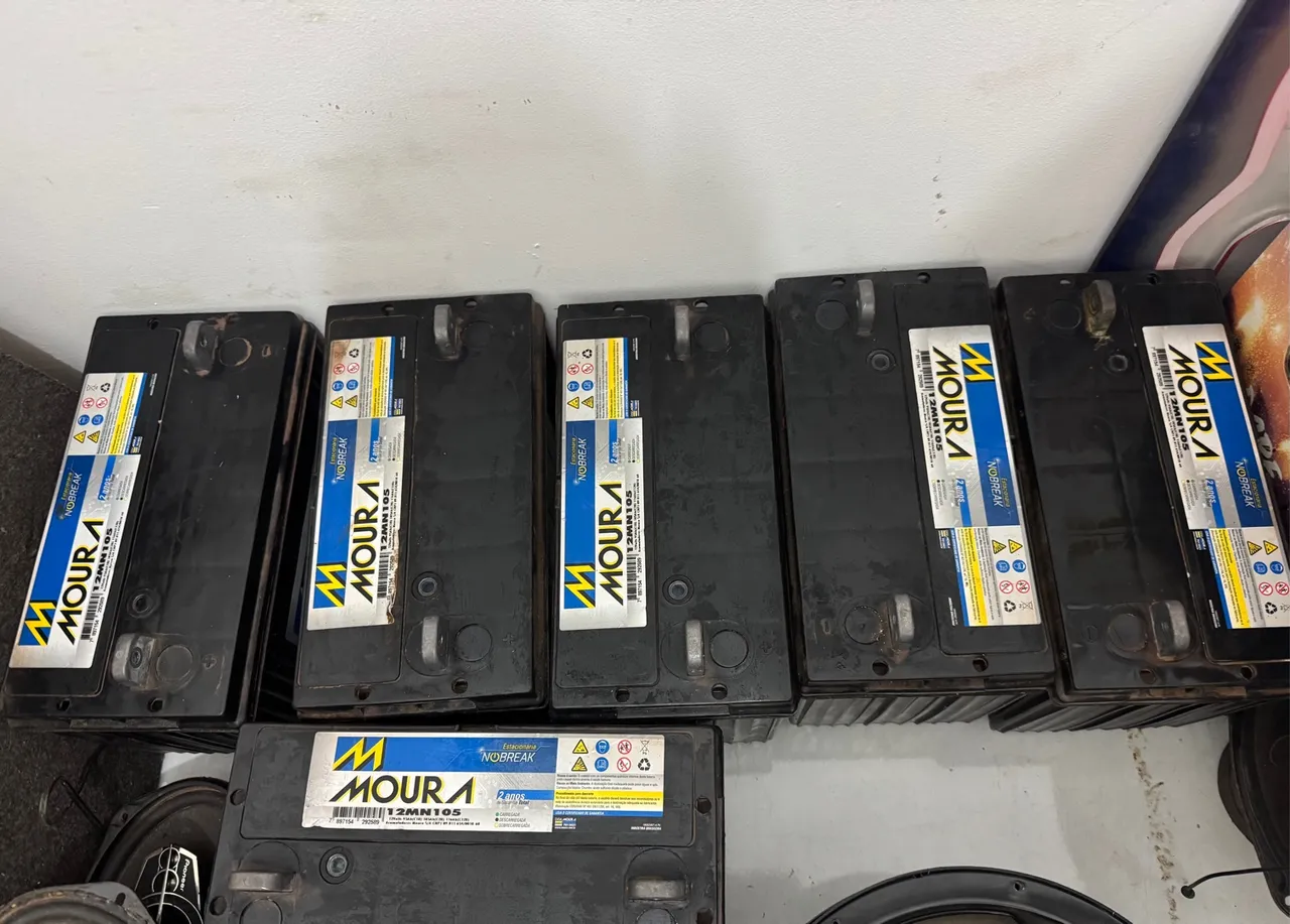 6 Baterias Moura 105 estacionária usada