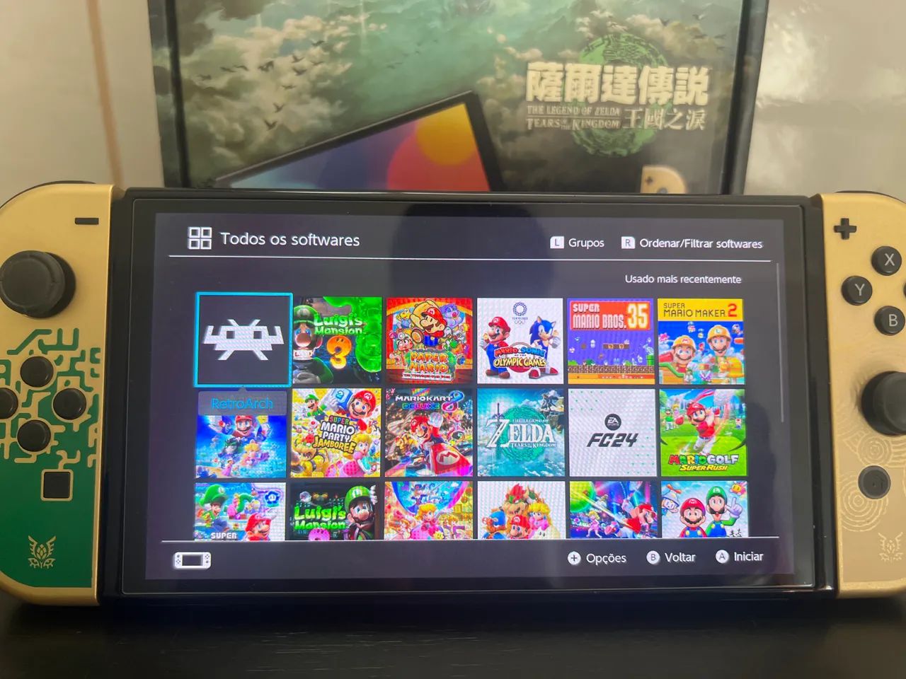 Nintendo Switch Desbloqueado Versão Zelda + 128GB - Consoles de