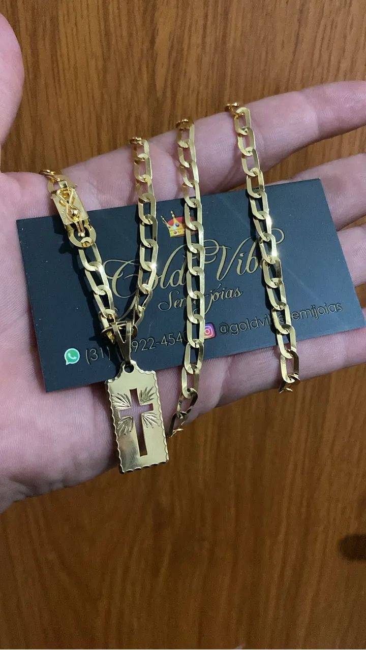 CORRENTE LAMINADA BANHADA A OURO 18k