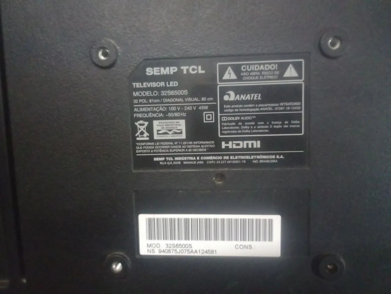 TV LED Semp TCL 32 polegadas - 32S6500S