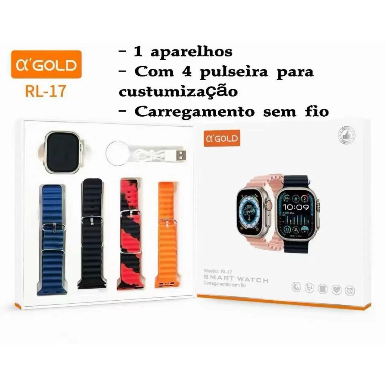 Smartwatch RL-17 AGold com 4 pulseiras  - Foto 3