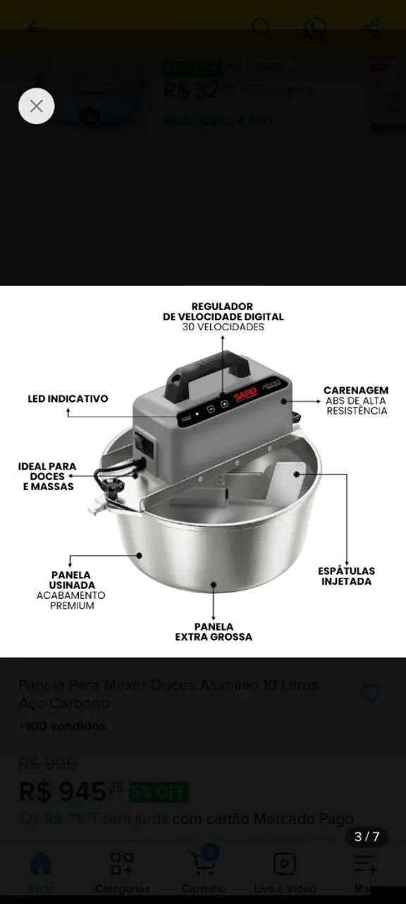 Panela mexedora Saro