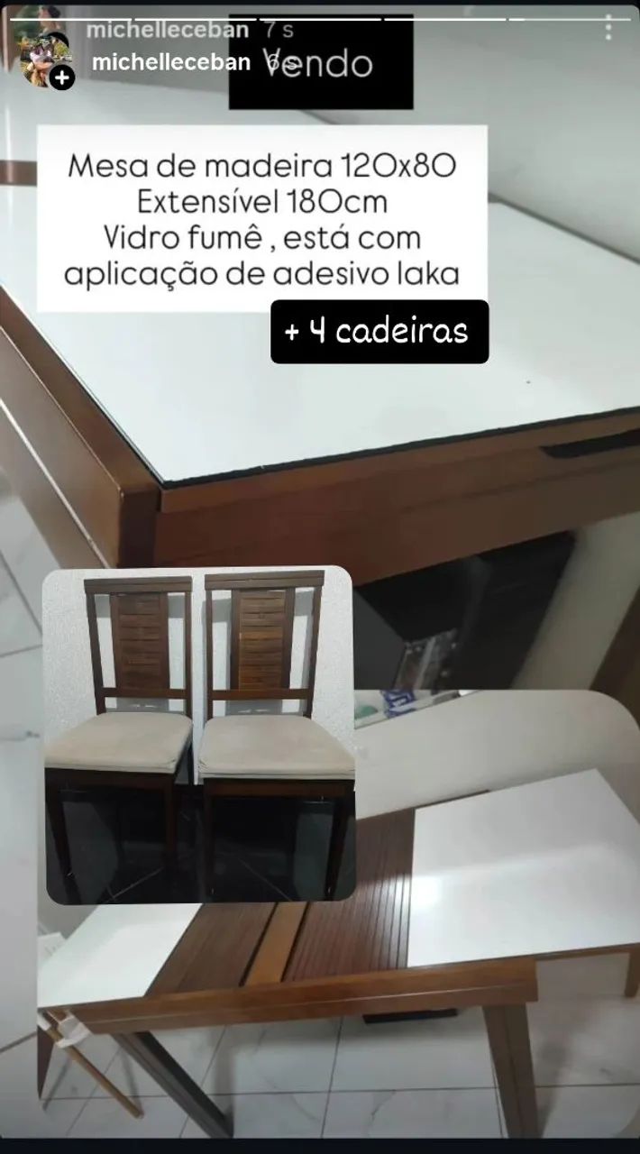 Mesa extensível com 4 cadeiras 