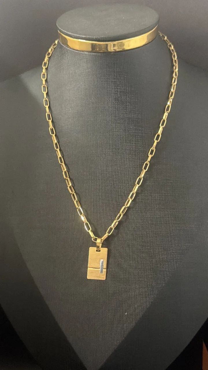 Conjunto Cartier Alongado e Placa Em Ouro 18k 750 - Foto 2