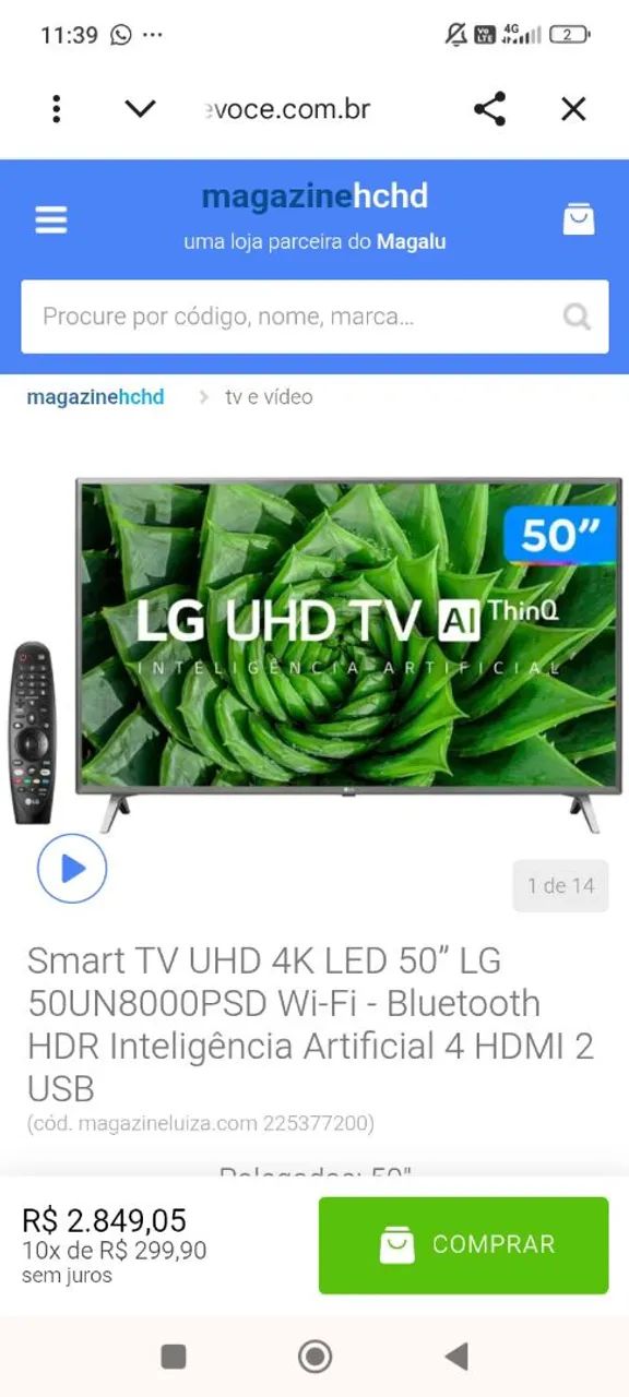 Tv smart 50 polegadas LG