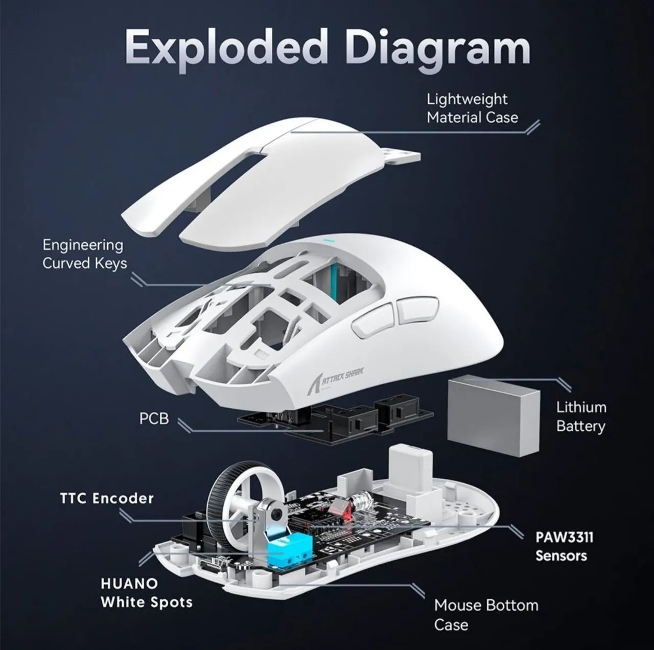  Mouse Gamer attack shark x11 com base de carregamento LACRADO - Foto 5