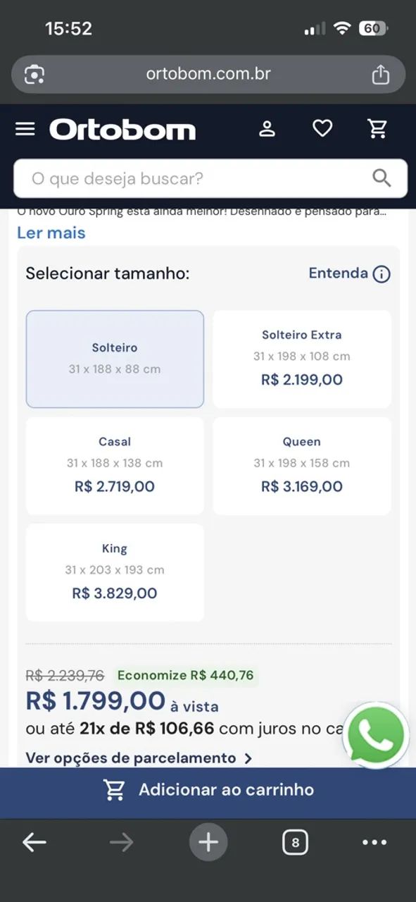 Colchão solteiro Ortobom Ouro Spring - Foto 3