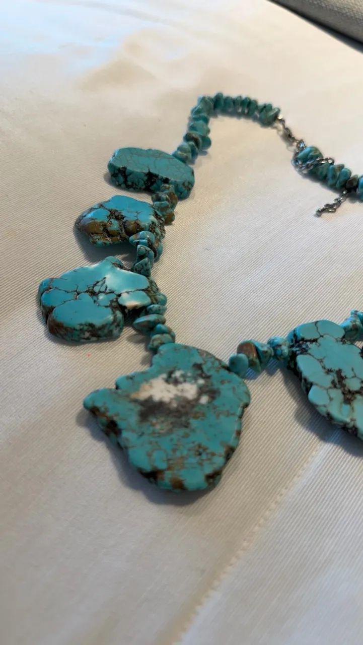 Maxi Colar de Pedras Naturais Azul Turquesa - Foto 5
