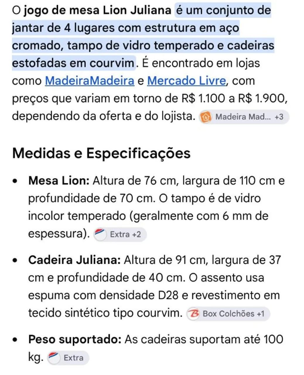 Mesa de Jantar retangular Lion Juliana com 4 cadeiras - Foto 2