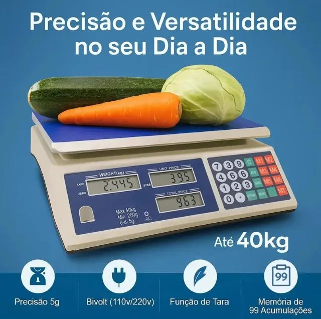 Balança Eletrônica Digital 40kg Precisão Bateria Bivolt nova lacrada - Foto 3