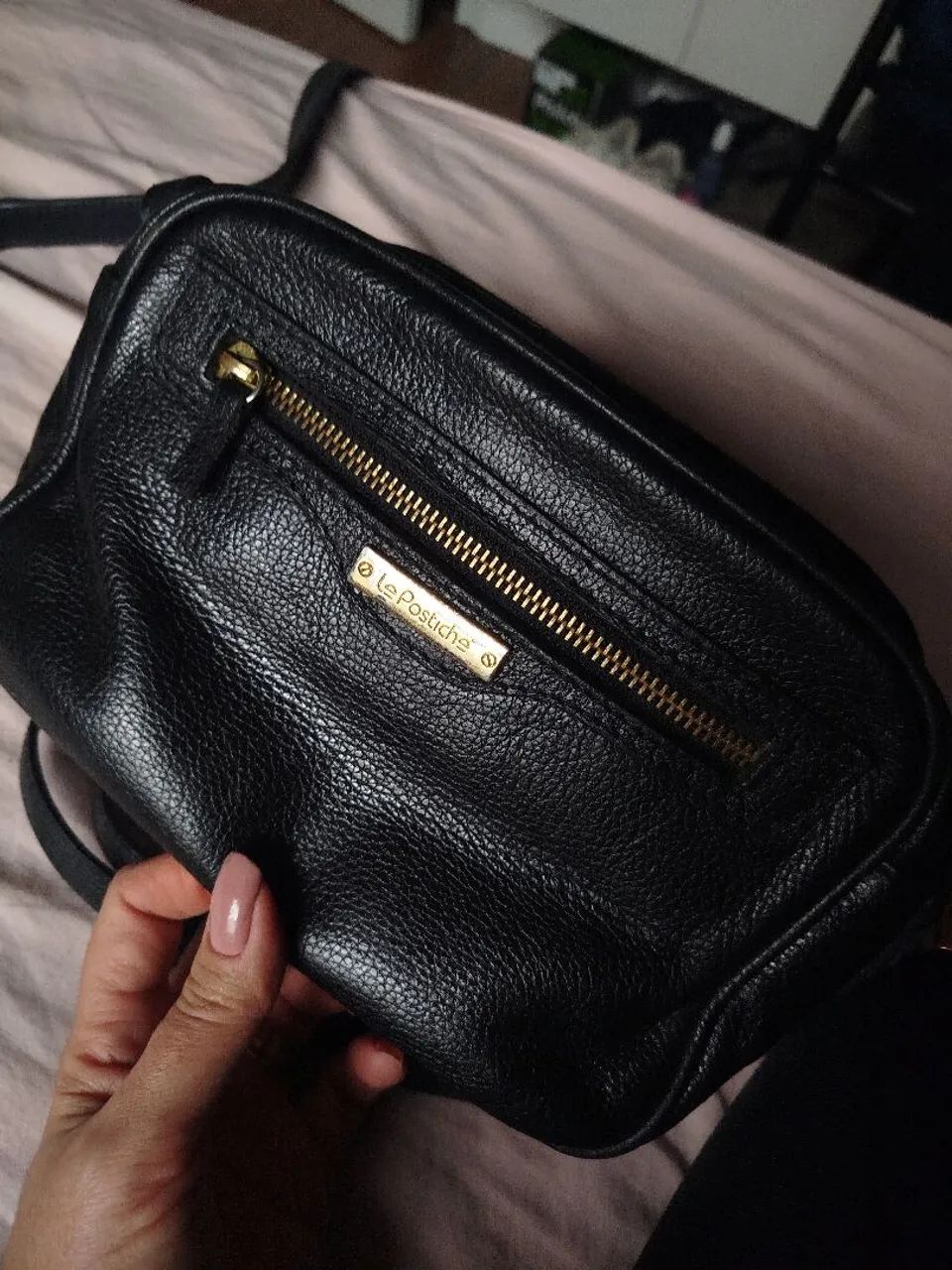 Bolsa de couro preta lê postiche  - Foto 5