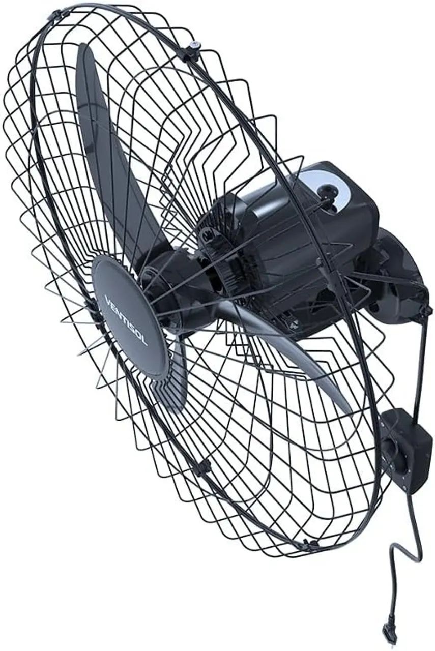 Lacrado! Ventisol Ventilador de Parede Oscilante, 3 Pás Premium, Preto, 60cm, Bivolt - Foto 6