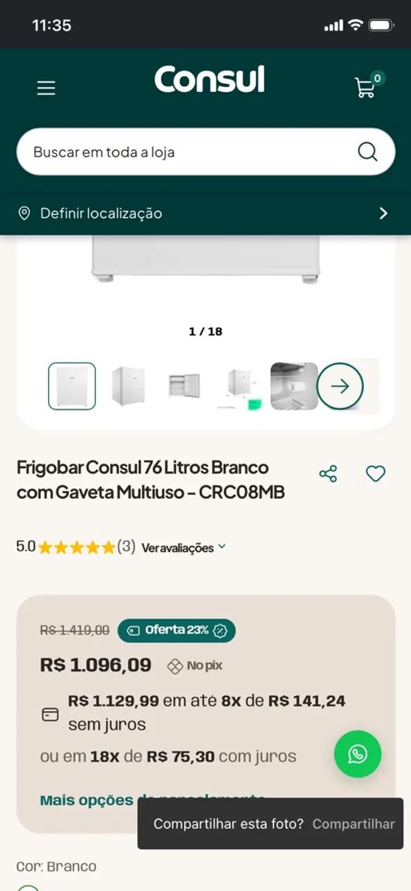 Frigobar cônsul 76 L branco com gaveta multiuso  - Foto 4
