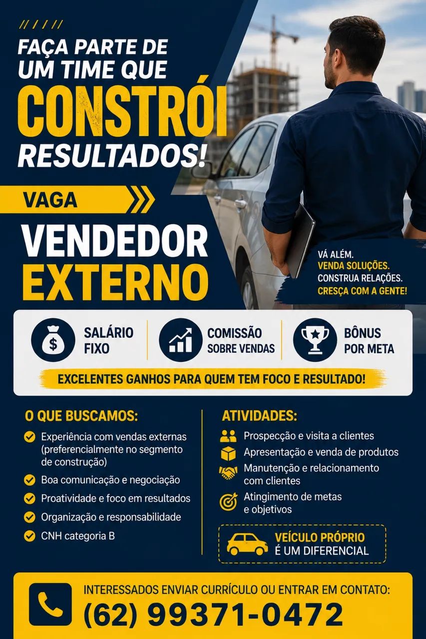 Vaga para Vendedor Externo 