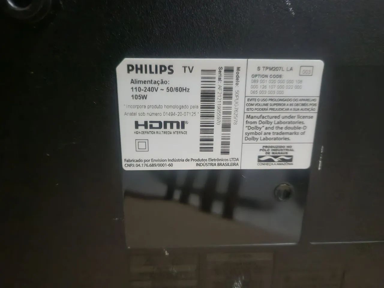 V/t TV smart Philips 50 polegadas com defeito na tela mod.50puG7625/78 - Foto 4