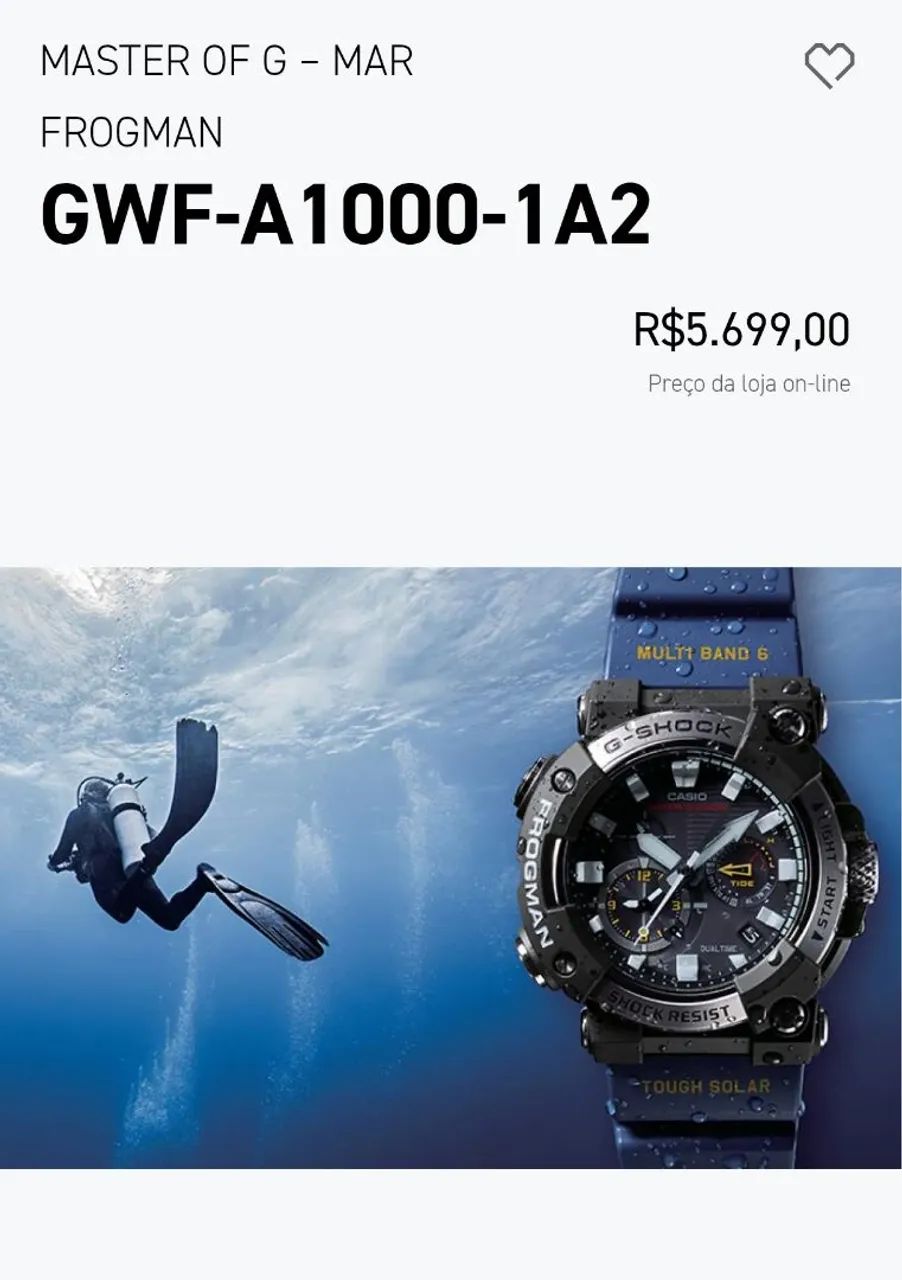 RELÓGIO CASIO G SHOCK FROGMAN CARBON CORE GUARD GWFA1000 ORIGINAL  - Foto 5