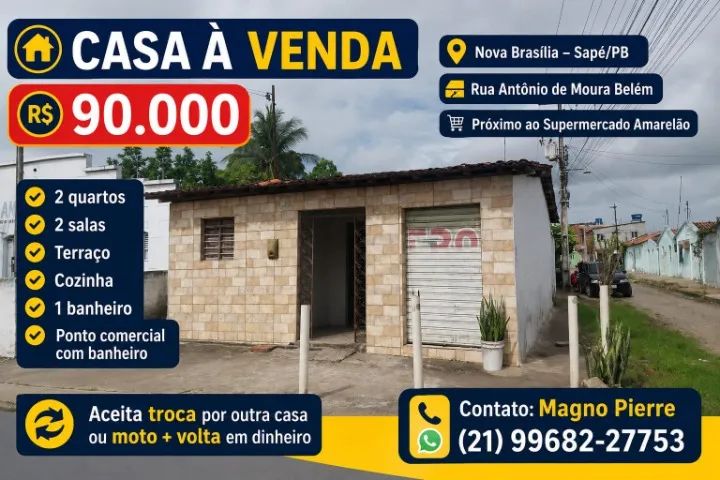 Casa de esquina com ponto comercial em Sapé 