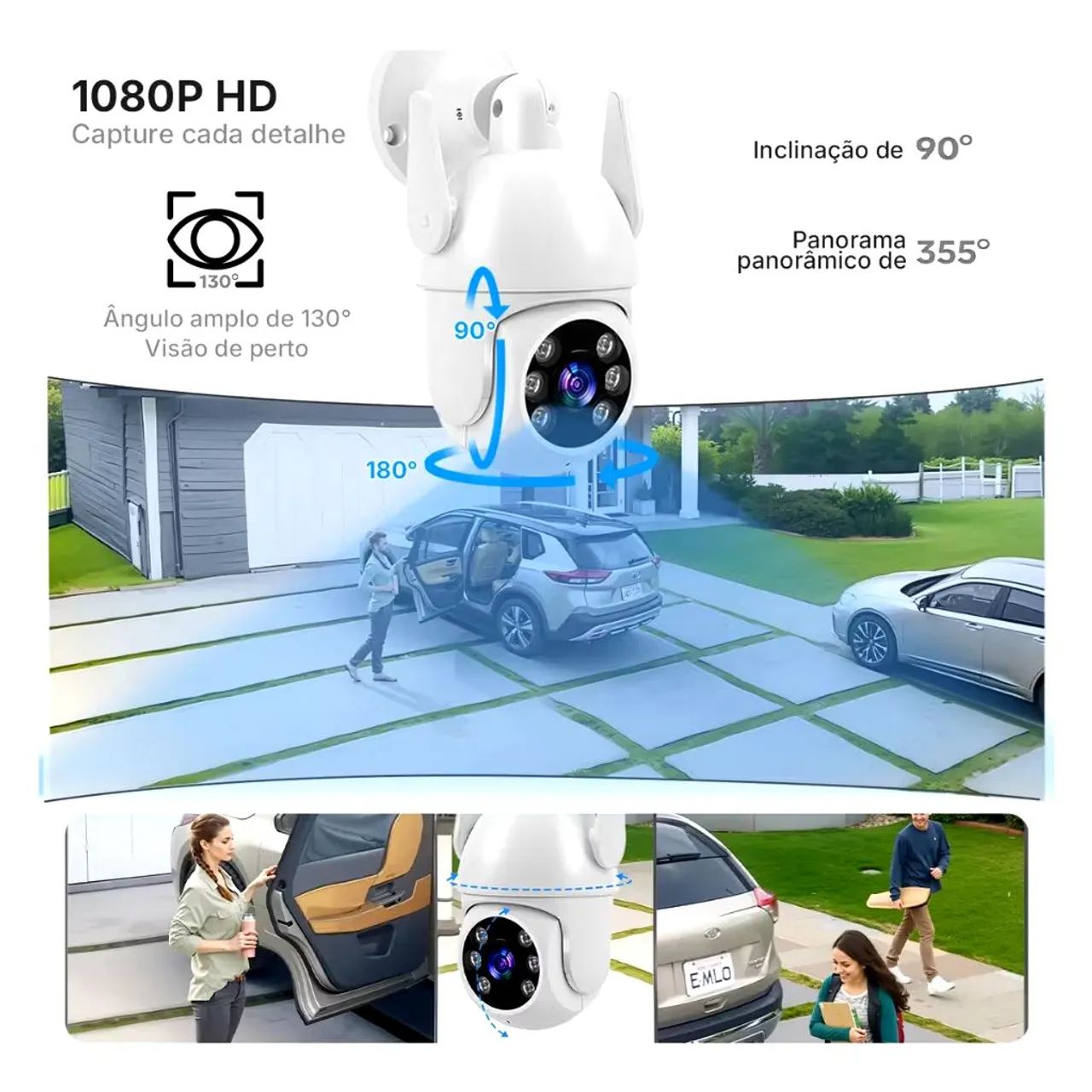 Kit Cftv 4 Câmeras Segurança Bullet Full Hd Nvr 500gb Branco - Foto 4