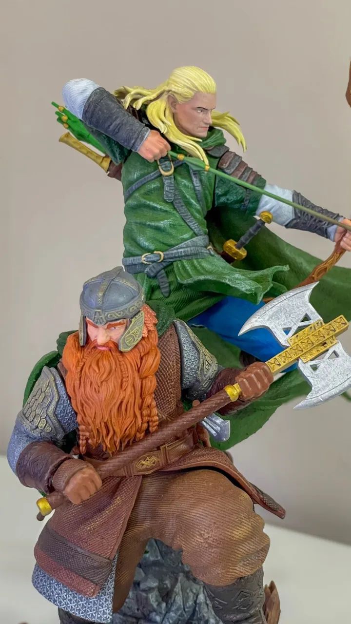 Estátua Legolas E Gimli Senhor Dos Anéis Resina 3D Pintado À Mão - Foto 5