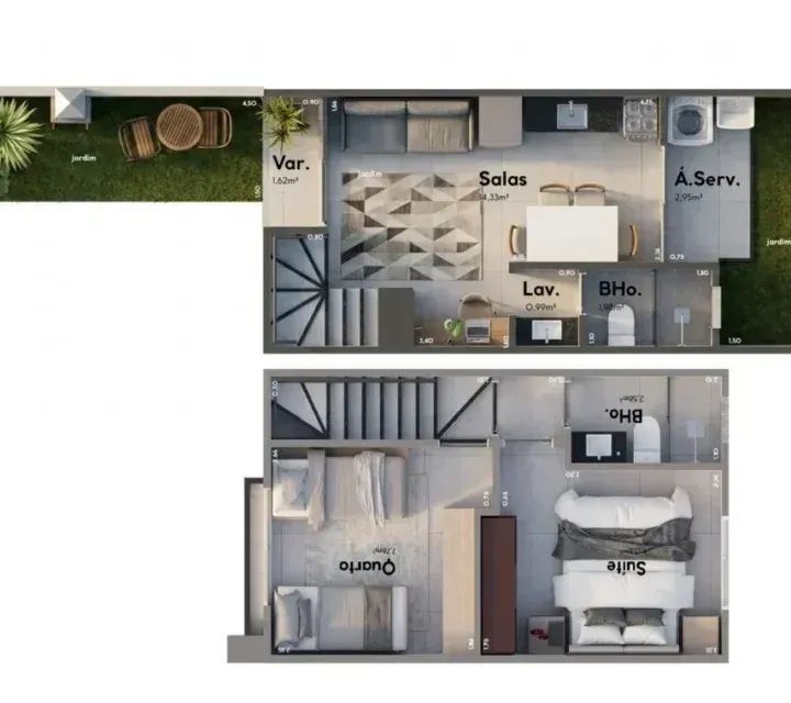 Casa duplex com 2 quartos, 1 suíte, 65 m²  s Duplex 2 Quartos, área externa com - Foto 2