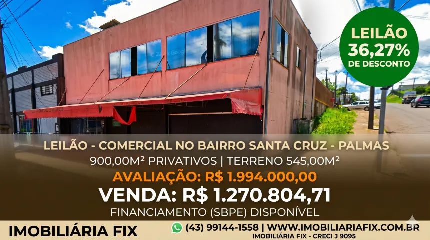 ? PALMAS - Comercial no Bairro Santa Cruz