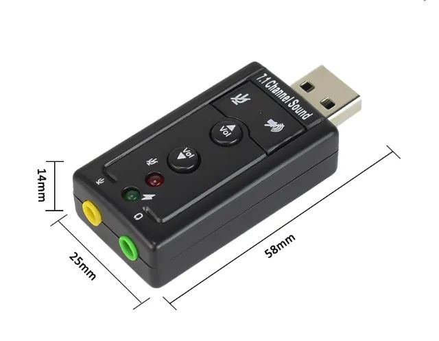 Placa de Som USB 7,1 3D Externa para conectar Headsets,  Headphones e Microfones - Foto 4