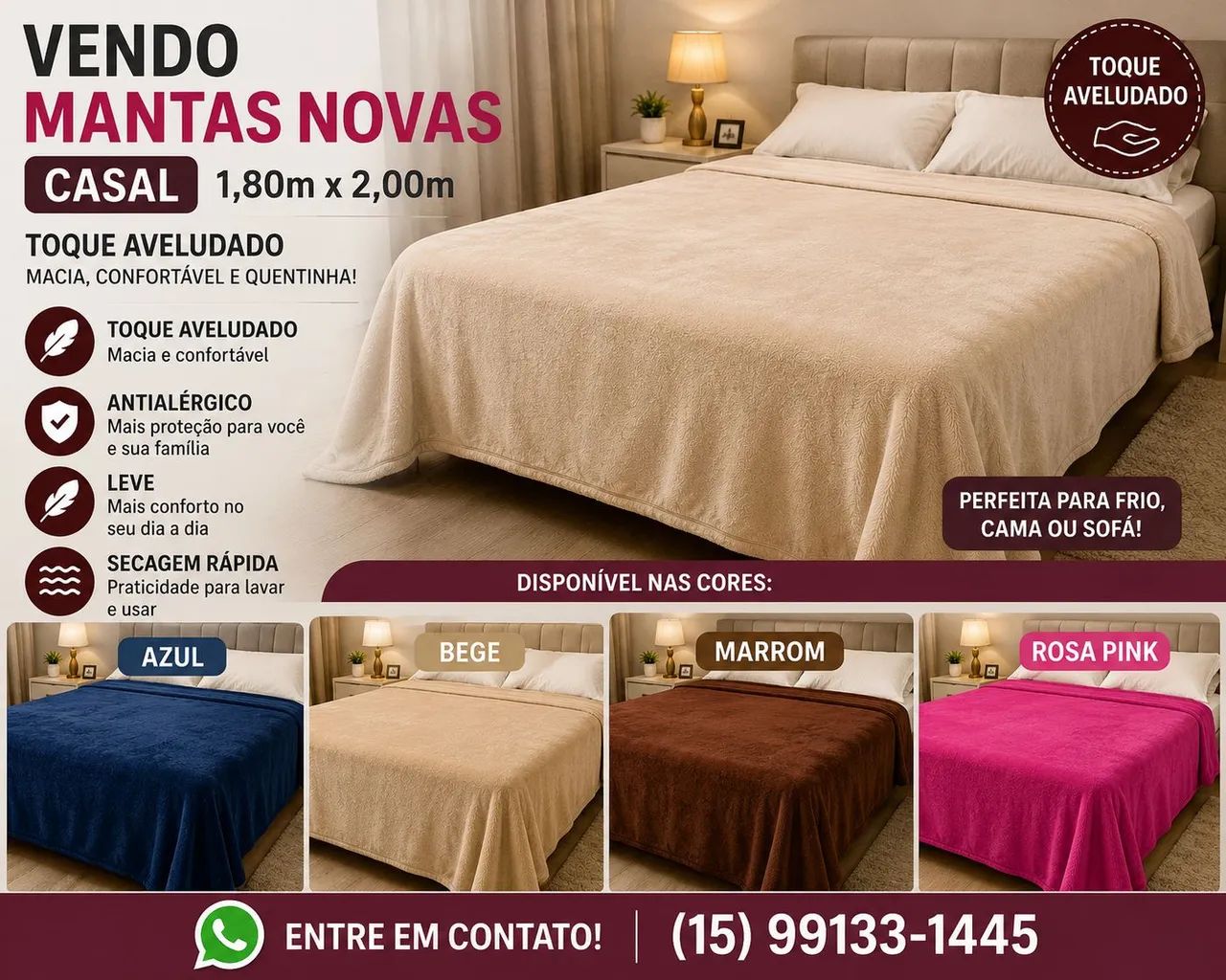 Manta microfibra casal nova