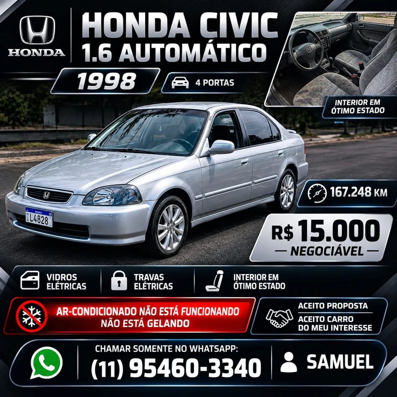 Honda Civic Sedan LX 1.6 16V Aut. 4P 1998