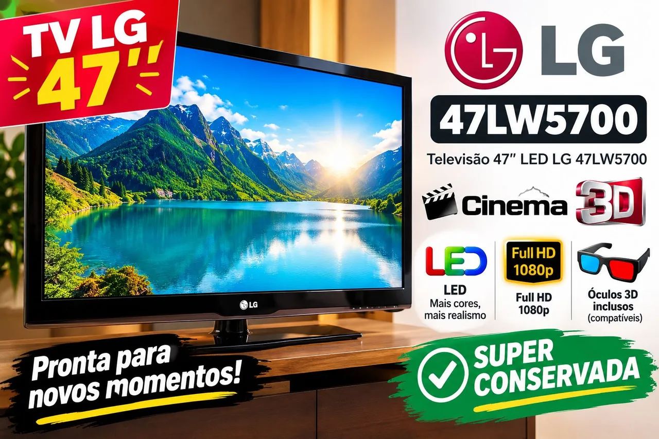 Tv LG 47 polegadas FullHD com tecnologia 3D