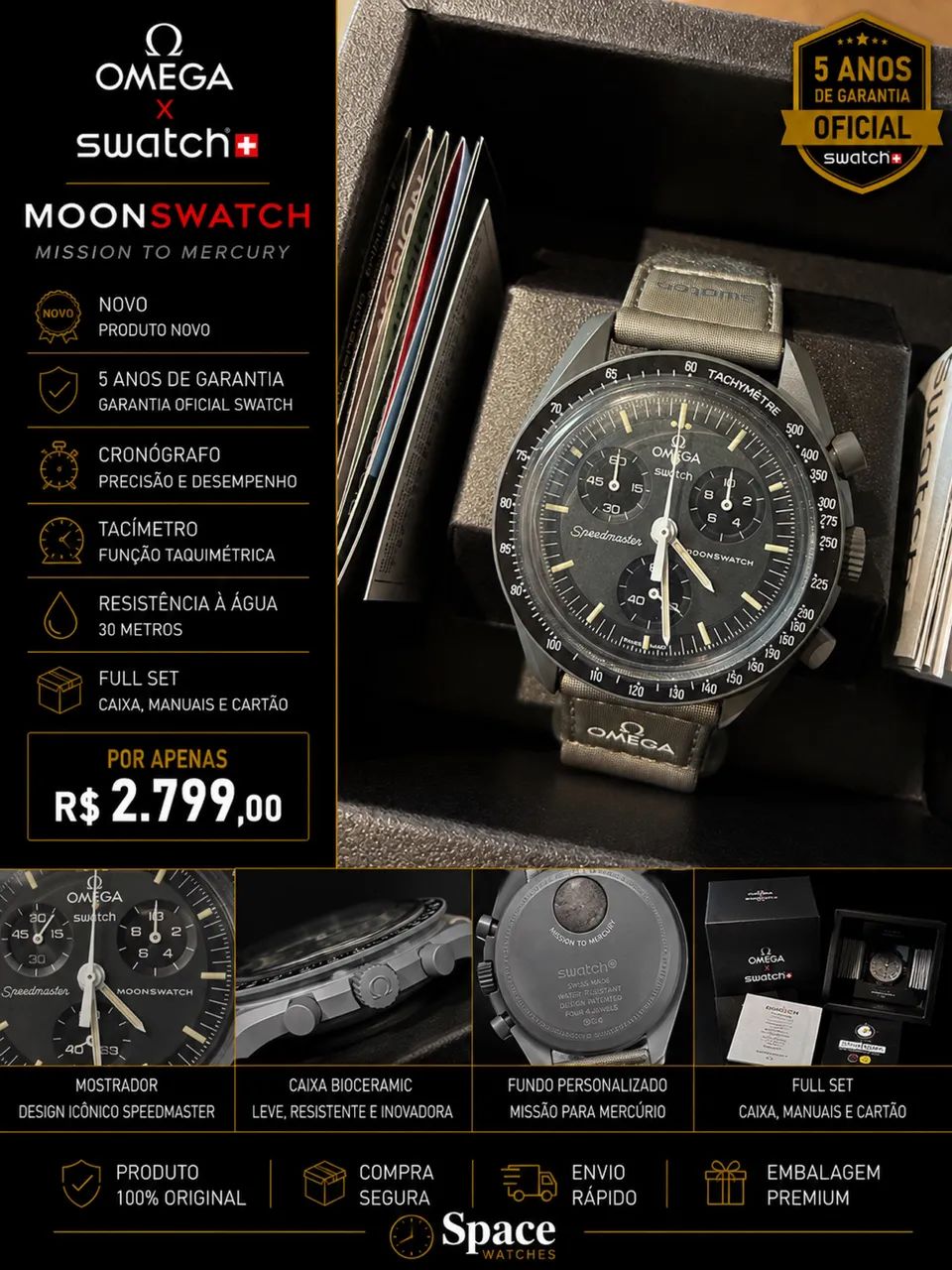 OMEGA×Swatch Mission to Mercury Omega x Swatch Mission To Mercury - Smartwatches - Canoinhas
