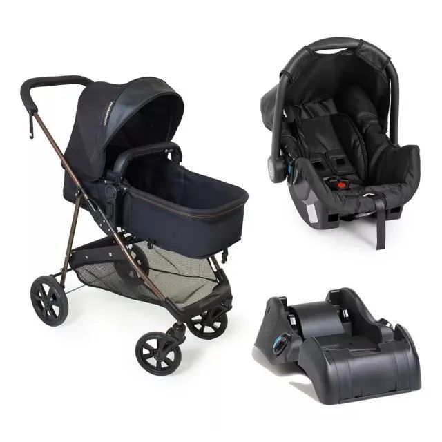 Carrinho Galzerano + bebê conforto e base para carro 