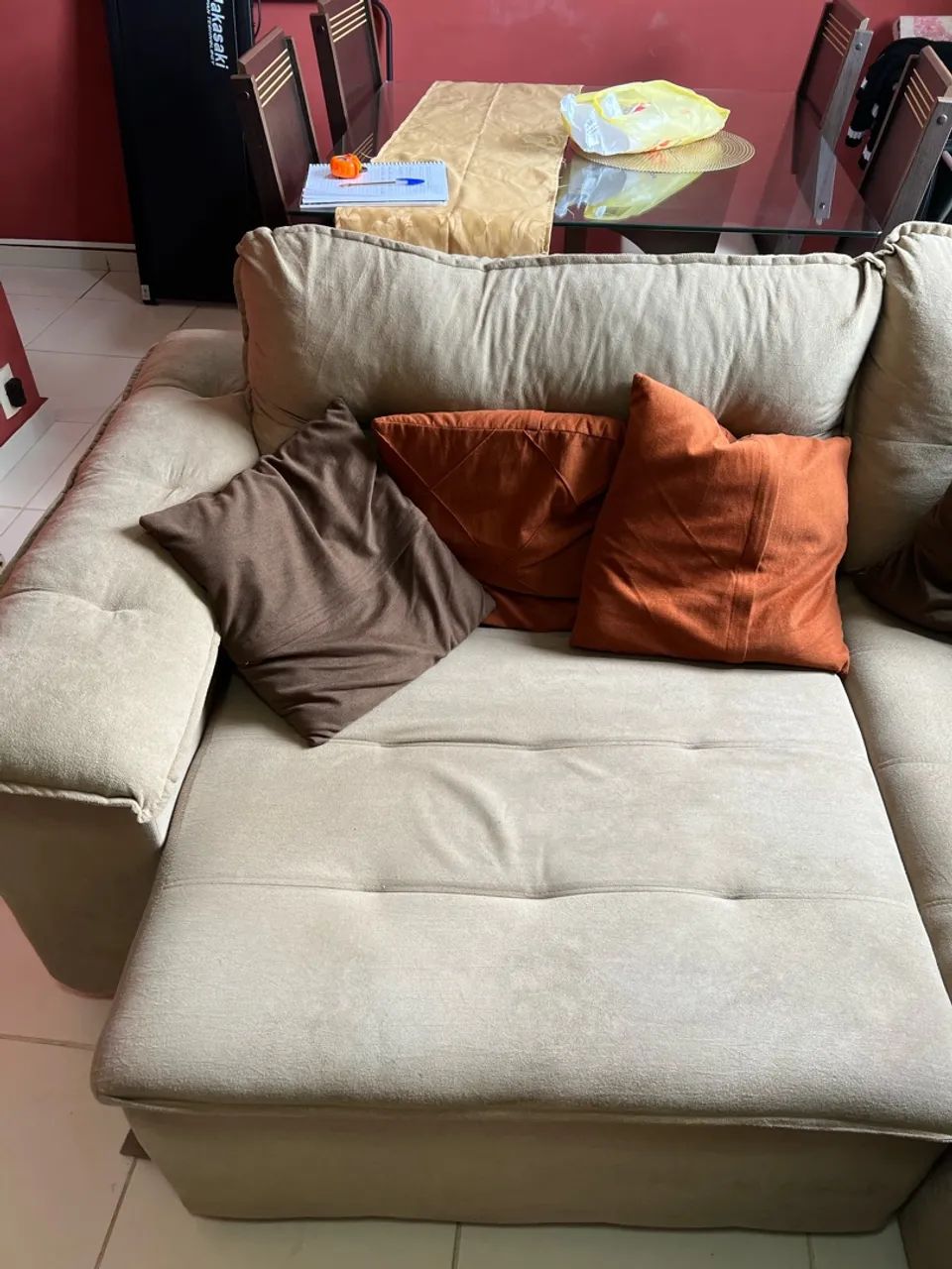 Sofá Retrátil em L de Veludo com 5 Lugares  - Foto 2