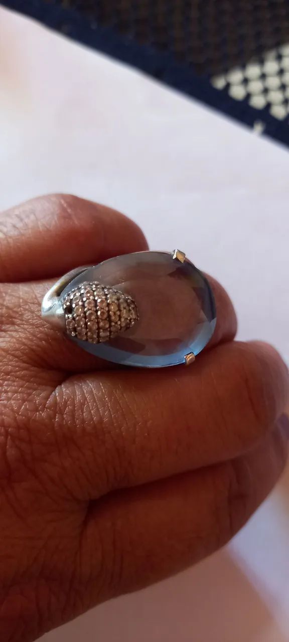 Anel em Prata com pedra de topázio e zircônia  - Foto 2