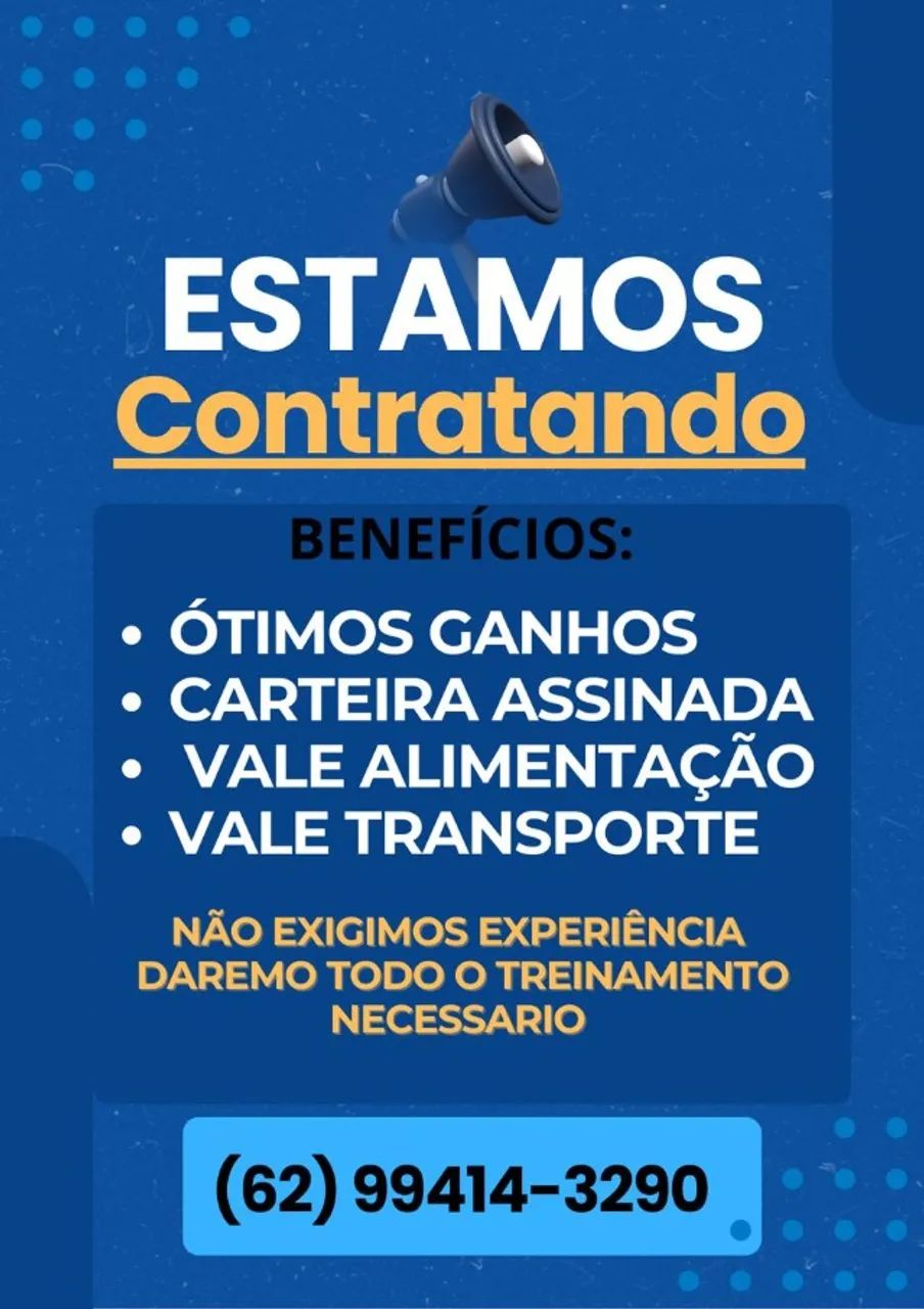Estamos contratando para área comercial