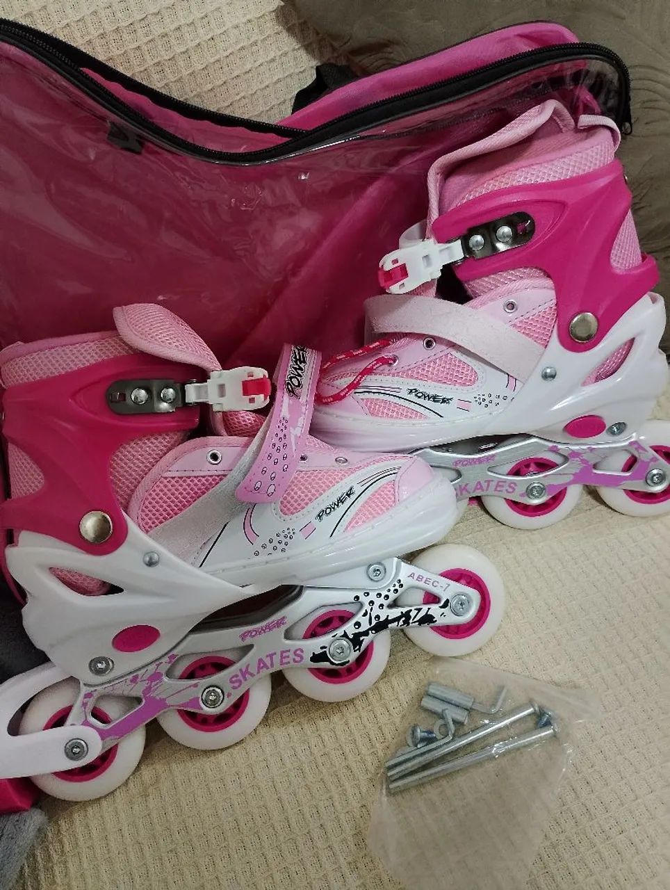 Patins, rosa e branco, n° 34/37 - Foto 3