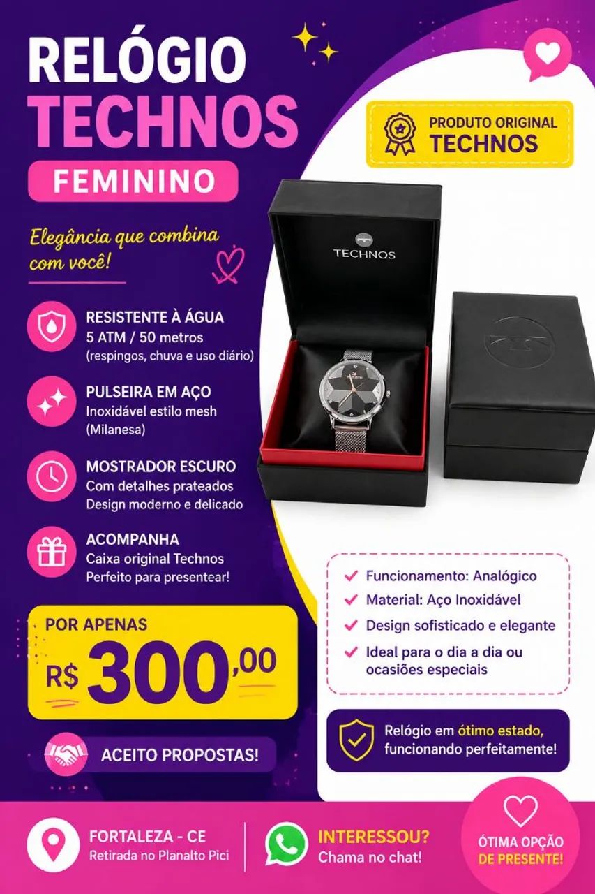 RELÓGIO ? TECHNO FEMININO 