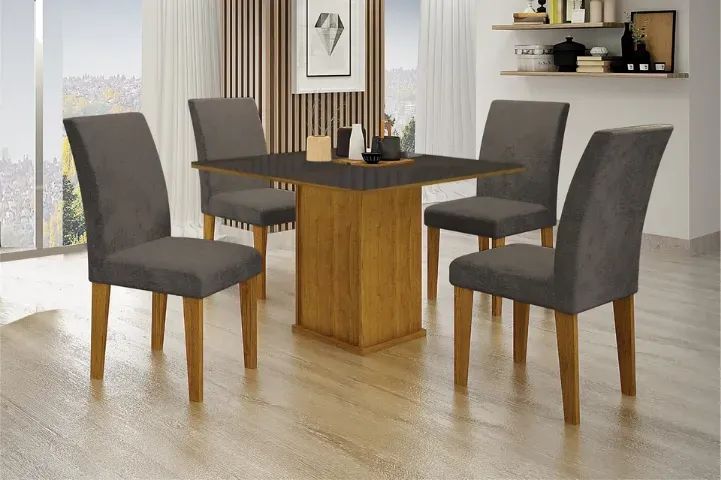 Conjunto Mesa de Jantar c/ 4 Cadeiras MDF Tampo Smart Napoli  - Foto 2