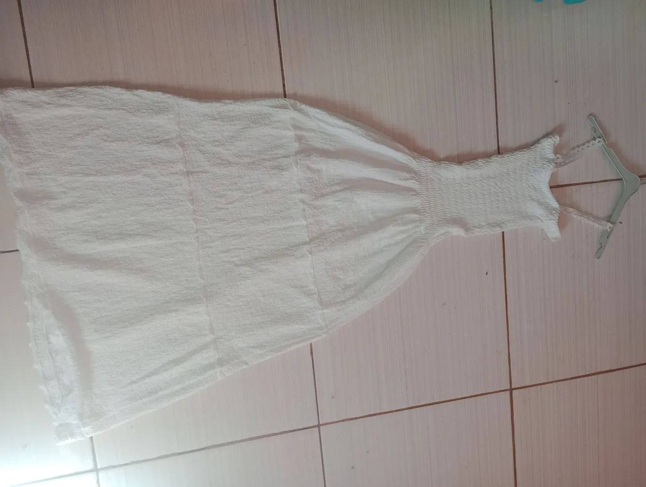 Vestido Longo Branco Boho Lastex  - Foto 3