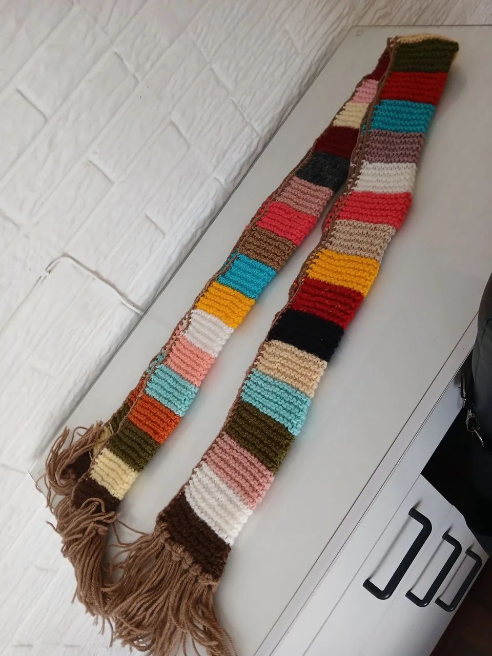 Cachecol tricot artesanal listrado  - Foto 3
