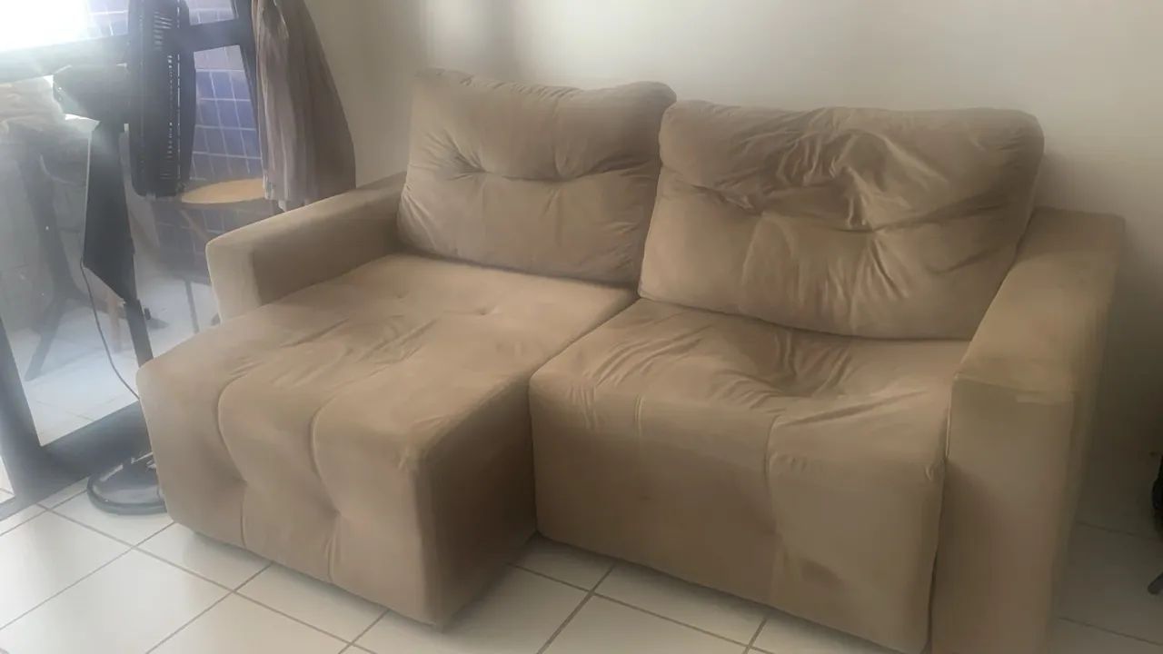 Sofá Retrátil  Suede Bege - Alto Padrão - Foto 2
