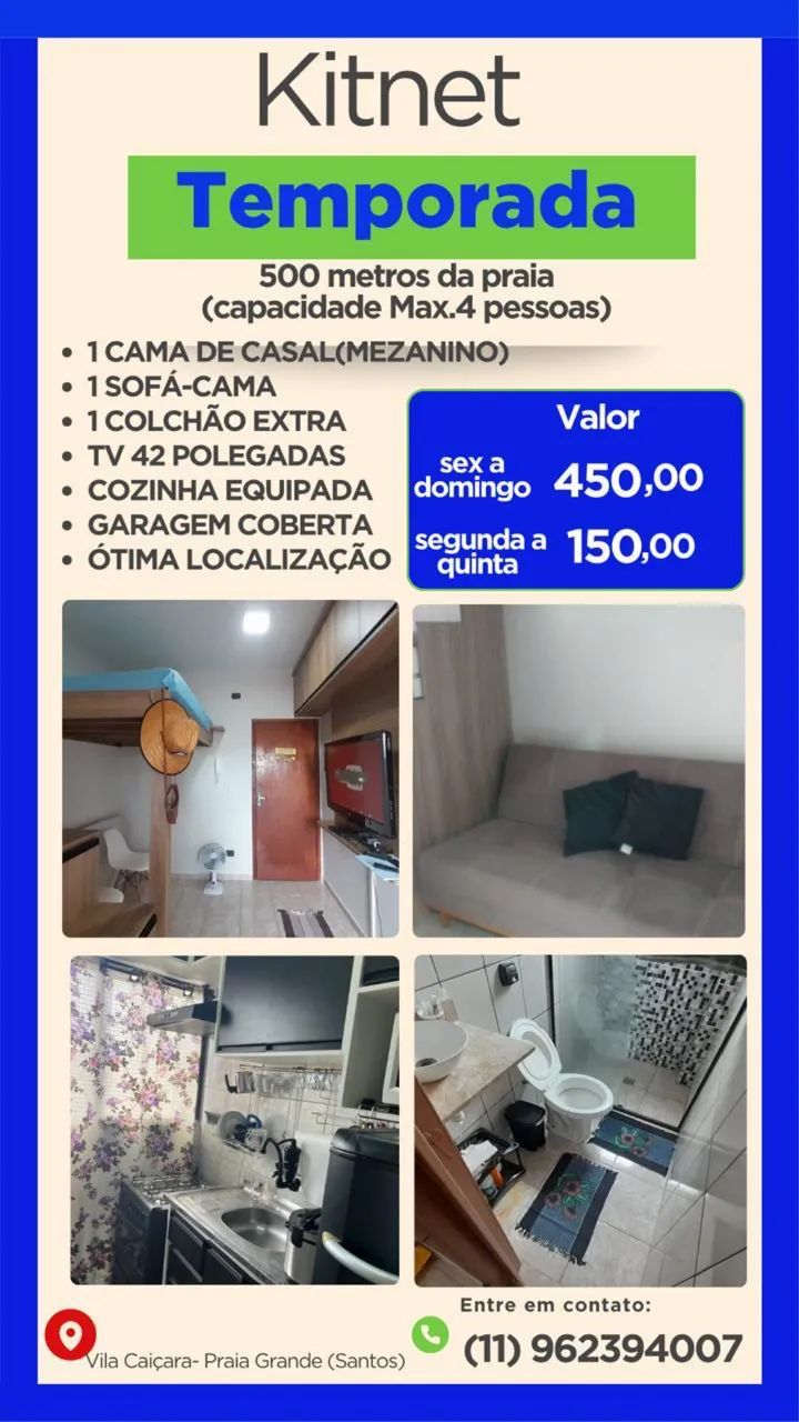 Kitnet 500 metro da Praia
